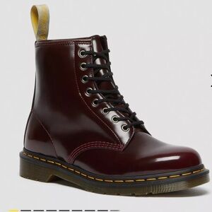 VEGAN 1460 LACE UP BOOTS Cherry Red — Oxford Rub Off